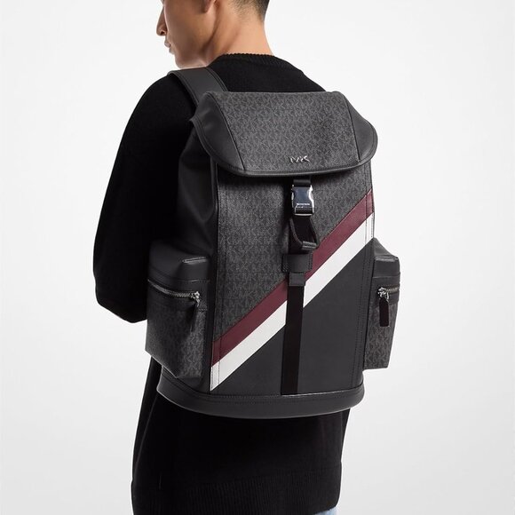 Michael Kors Rivington Logo Stripe Backpack - OXBLOOD - 37F4LRVB3L - Picture 4 of 4